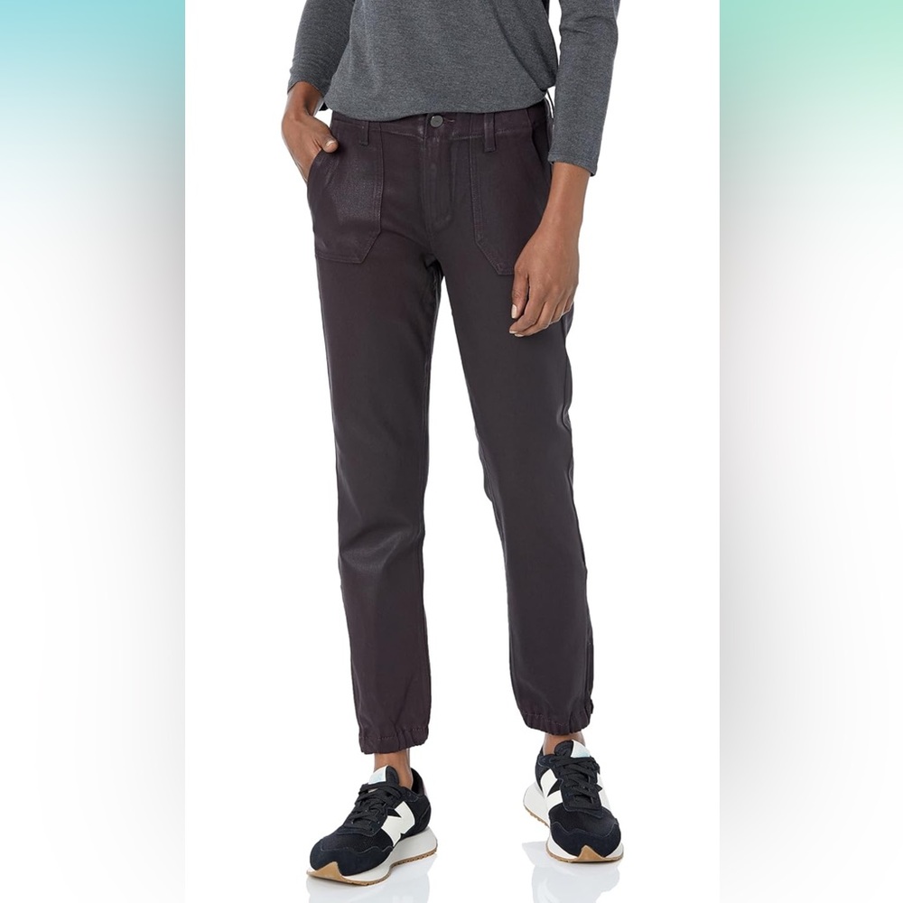 Women’s 26 Paige Mayslie coated straight joggers dark chocolate black cherry